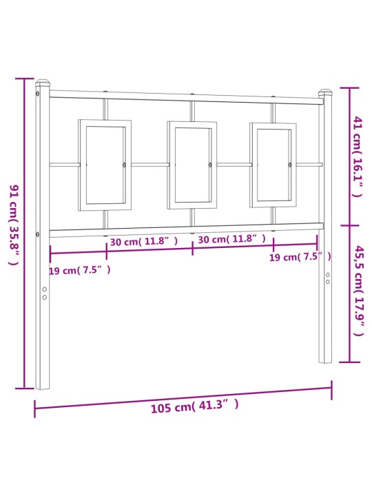 Metallinen sängynpääty musta 100 cm