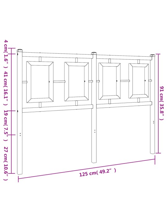 Metallinen sängynpääty musta 120 cm