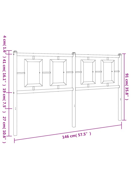 Metallinen sängynpääty musta 140 cm
