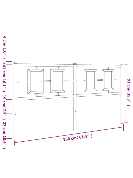 Metallinen sängynpääty musta 150 cm