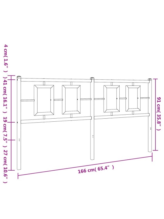 Metallinen sängynpääty musta 160 cm