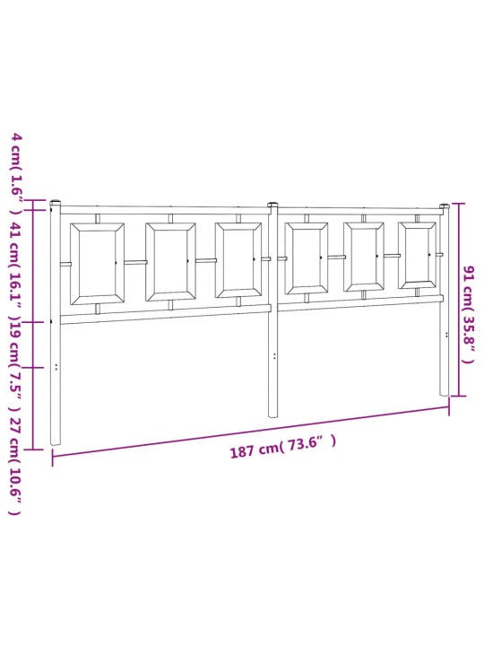 Metallinen sängynpääty musta 180 cm