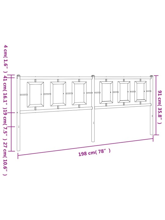 Metallinen sängynpääty musta 193 cm