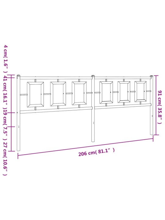 Metallinen sängynpääty valkoinen 200 cm