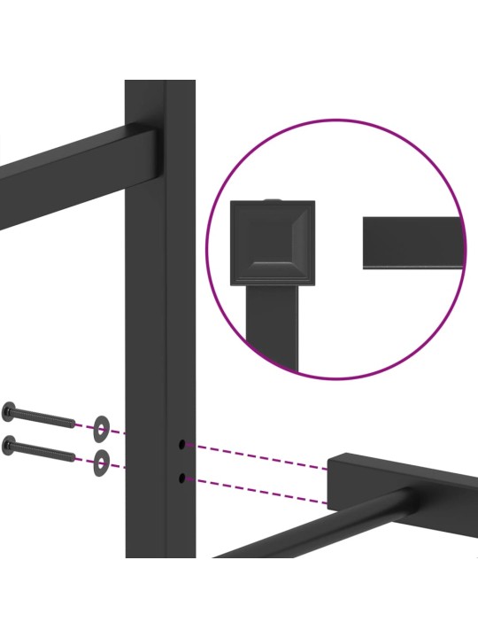 Metallinen sängynrunko päädyllä musta 193x203 cm