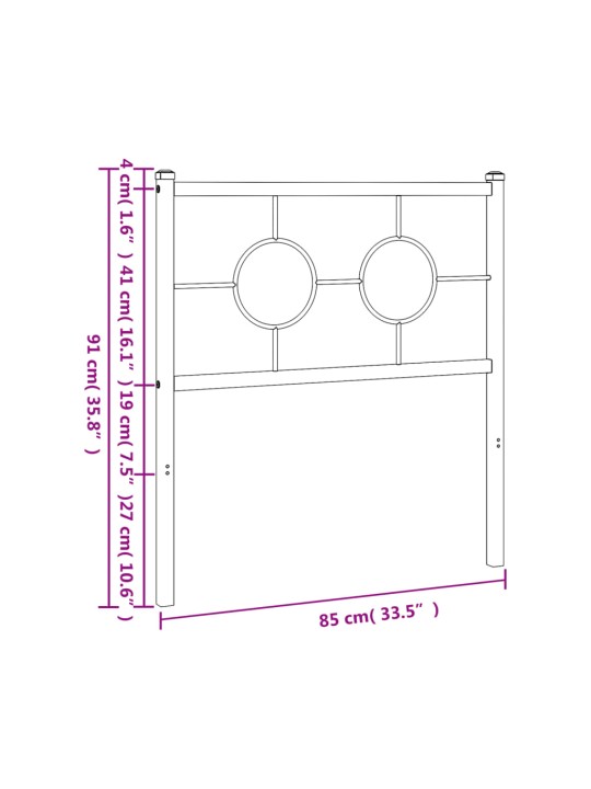 Metallinen sängynpääty musta 80 cm