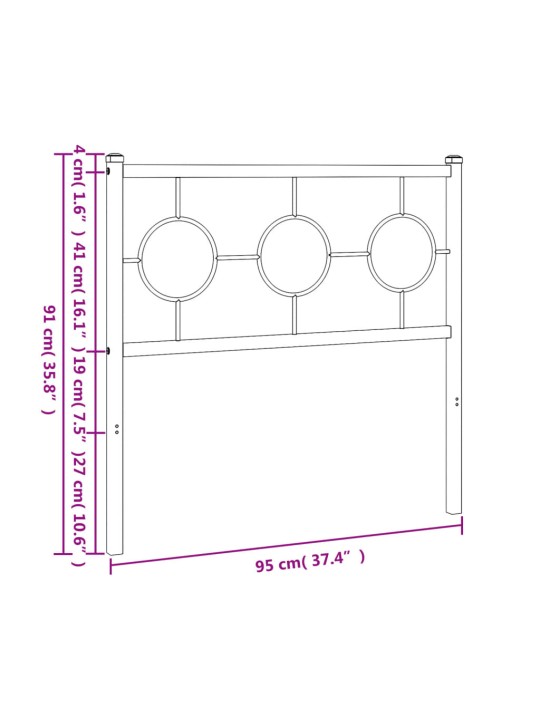 Metallinen sängynpääty musta 90 cm