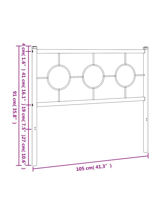 Metallinen sängynpääty musta 100 cm