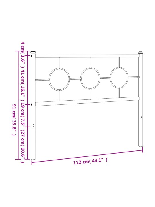 Metallinen sängynpääty musta 107 cm