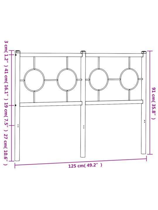 Metallinen sängynpääty musta 120 cm