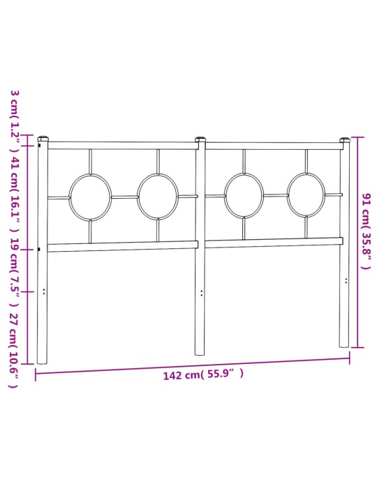 Metallinen sängynpääty musta 135 cm