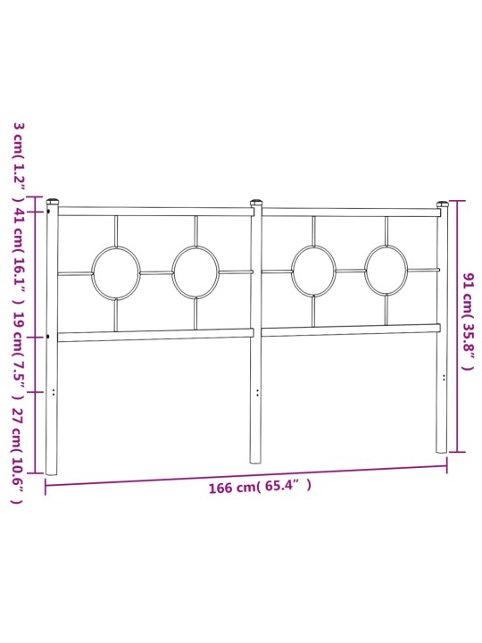 Metallinen sängynpääty musta 160 cm