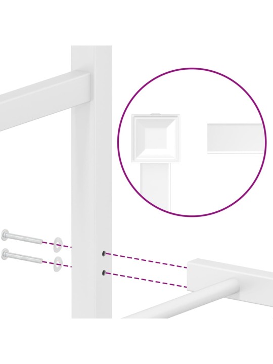 Metallinen sängynrunko päädyllä valkoinen 200x200 cm