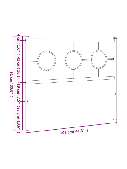 Metallinen sängynpääty valkoinen 100 cm