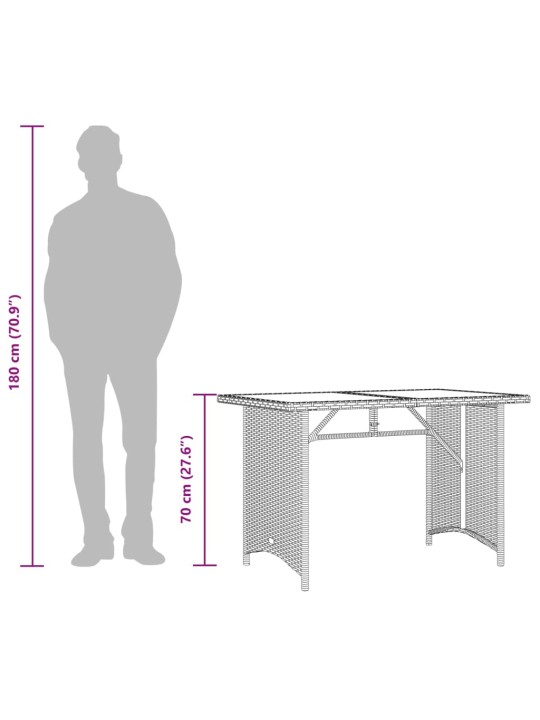 Puutarhapöytä puulevyllä musta 110x68x70 cm polyrottinki