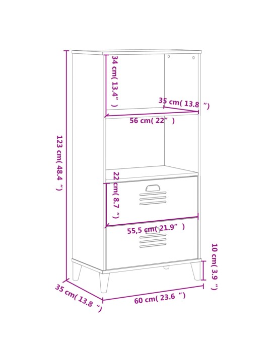 Kirjahylly VIKEN valkoinen 60x35x123 cm tekninen puu