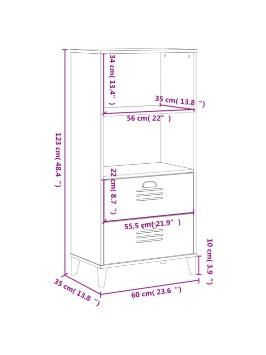 Kirjahylly VIKEN antrasiitin harmaa 60x35x123 cm tekninen puu