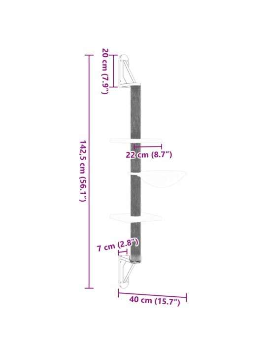 Kissan raapimispuu seinälle vaaleanharmaa 142,5 cm