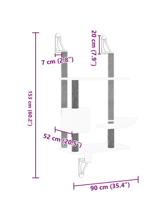 Kissan raapimispuu seinälle kerma 153 cm