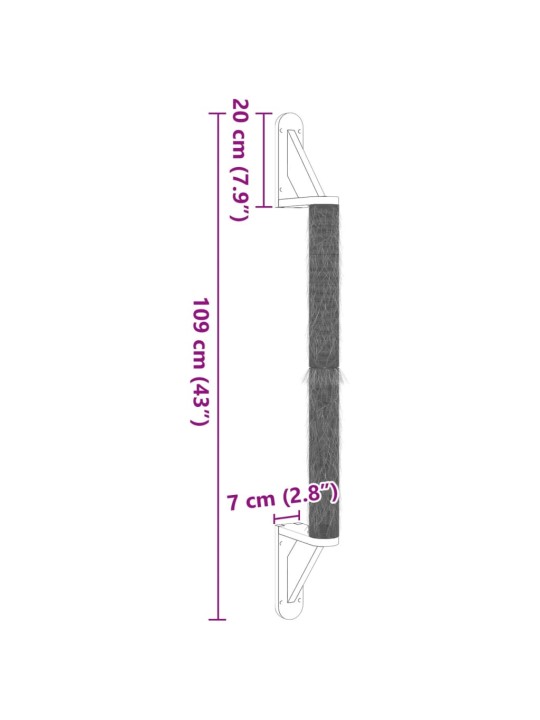 Kissan raapimispuu seinälle 109 cm sisal