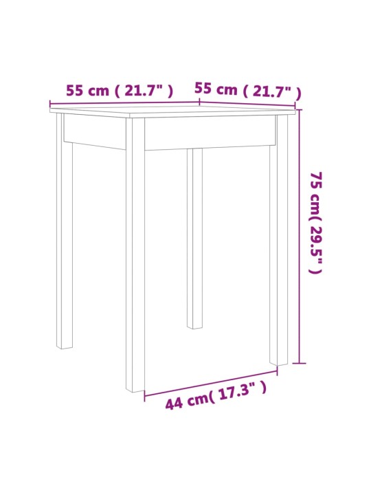 Sohvapöytä vahanruskea 55x55x75 cm täysi mänty