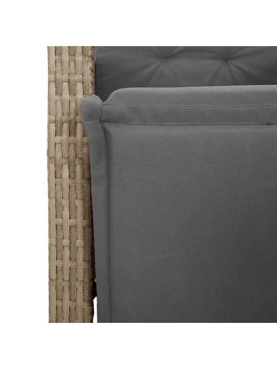 7-osainen ulkoruokailuryhmä tyynyillä beige polyrottinki