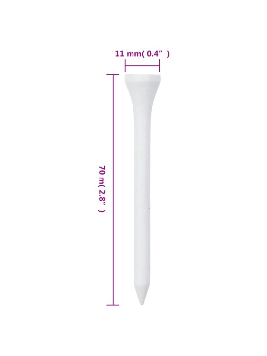 Golf tiit 1000 kpl valkoinen 70 mm bambu