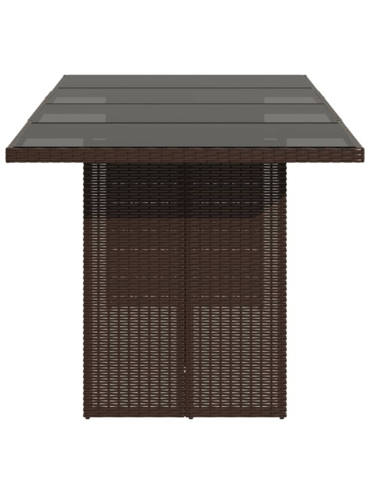 Puutarhapöytä lasipöytälevy ruskea 190x80x75 cm polyrottinki