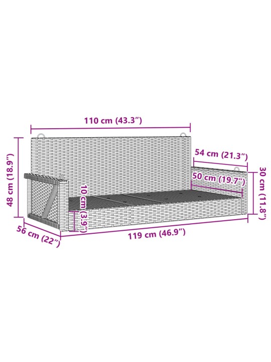 Keinupenkki beige polyrottinki 119x56x48 cm