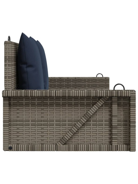 Keinupenkki tyynyillä harmaa 119x56x48 cm polyrottinki