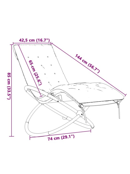 Geometrinen aurinkotuoli tyynyllä musta ja harmaa teräs