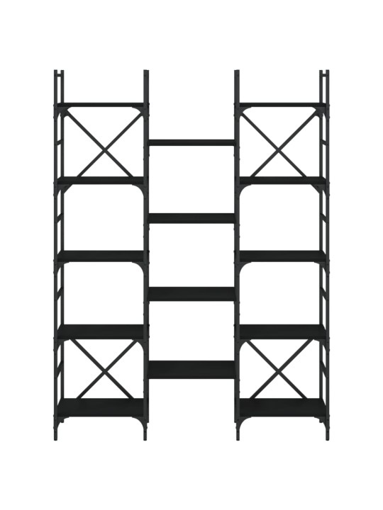 Kirjahylly musta 127,5x28,5x172,5 cm tekninen puu