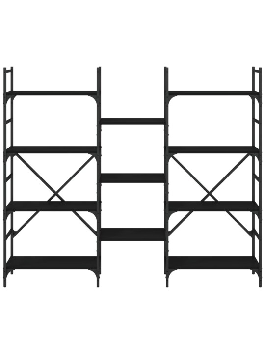 Kirjahylly musta 160x28,5x136,5 cm tekninen puu