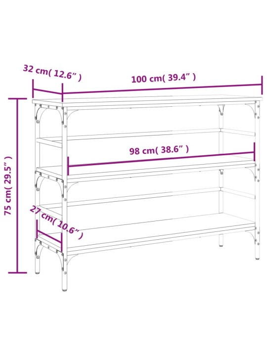 Konsolipöytä musta 100x32x75 cm tekninen puu