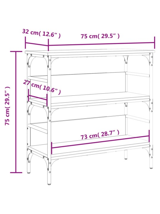 Konsolipöytä musta 75x32x75 cm tekninen puu