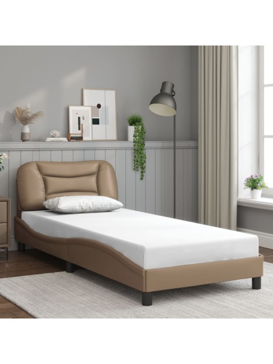 Sängynrunko led-valoilla cappuccino 90x190 cm keinonahka