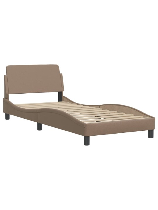 Sängynrunko led-valoilla cappuccino 90x190 cm keinonahka