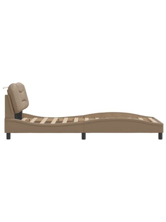 Sängynrunko led-valoilla cappuccino 90x190 cm keinonahka