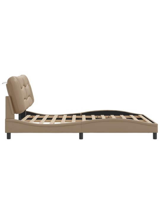 Sängynrunko led-valoilla cappuccino 140x190 cm keinonahka