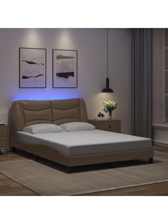 Sängynrunko led-valoilla cappuccino 140x190 cm keinonahka