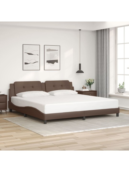 Sängynrunko led-valoilla ruskea 200x200 cm keinonahka