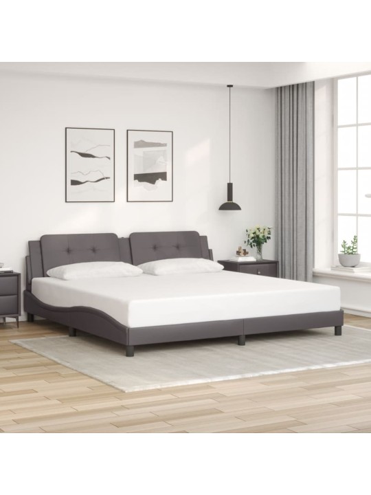Sängynrunko led-valoilla harmaa 200x200 cm keinonahka