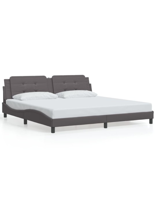 Sängynrunko led-valoilla harmaa 200x200 cm keinonahka