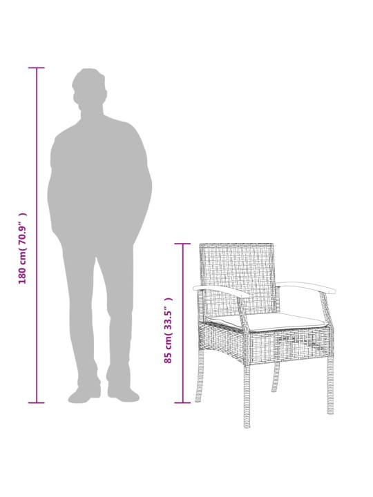 9-osainen ulkoruokailuryhmä tyynyillä beige polyrottinki