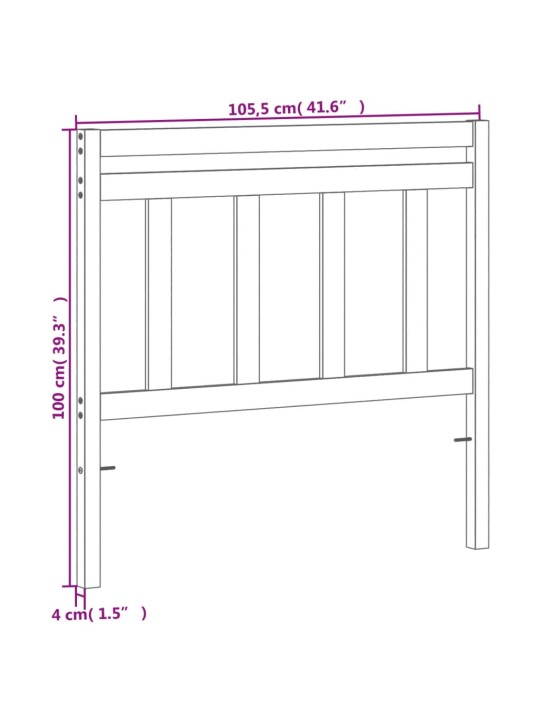 Sängynpääty ruskea 100 cm täysi mänty