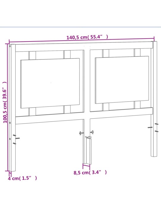 Sängynpääty ruskea 135 cm täysi mänty