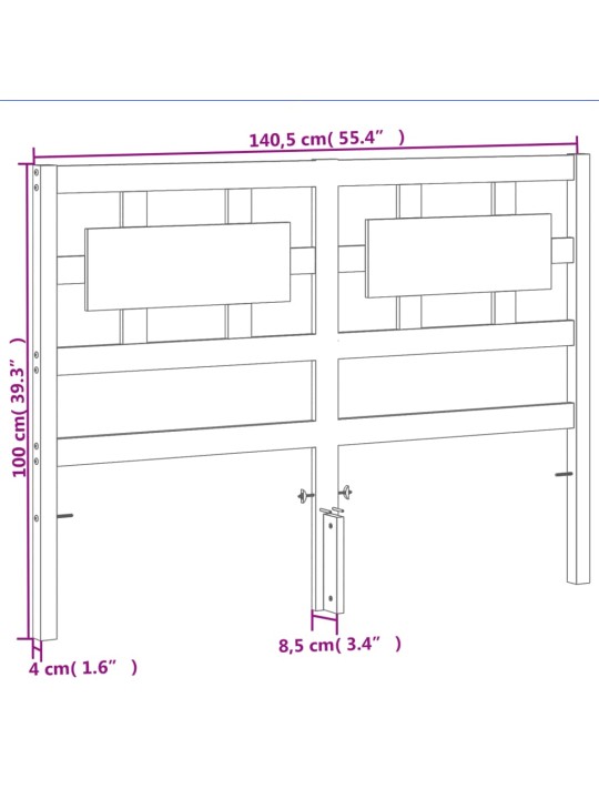 Sängynpääty ruskea 135 cm täysi mänty