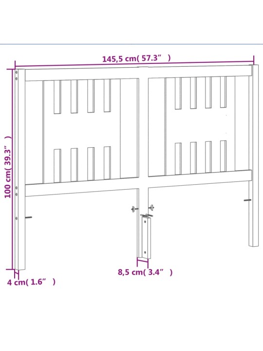 Sängynpääty ruskea 140 cm täysi mänty