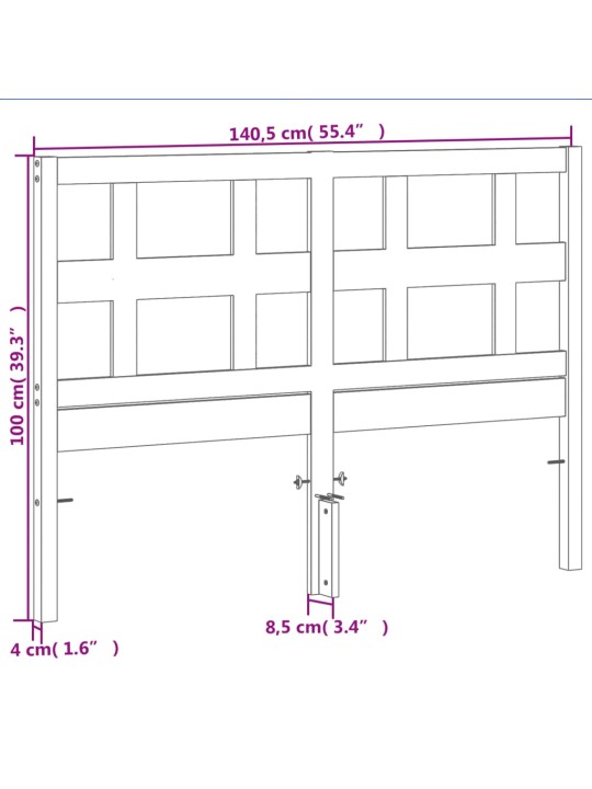 Sängynpääty ruskea 135 cm täysi mänty