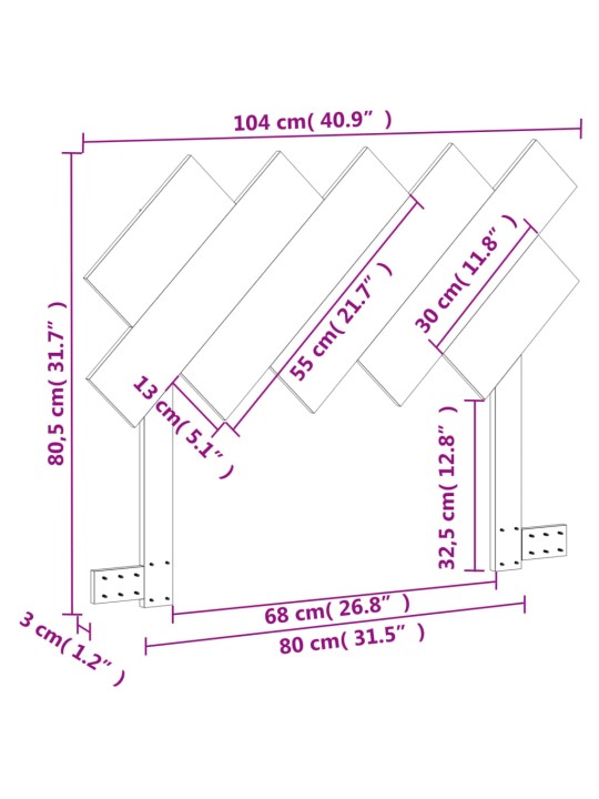 Sängynpääty ruskea 100 cm täysi mänty